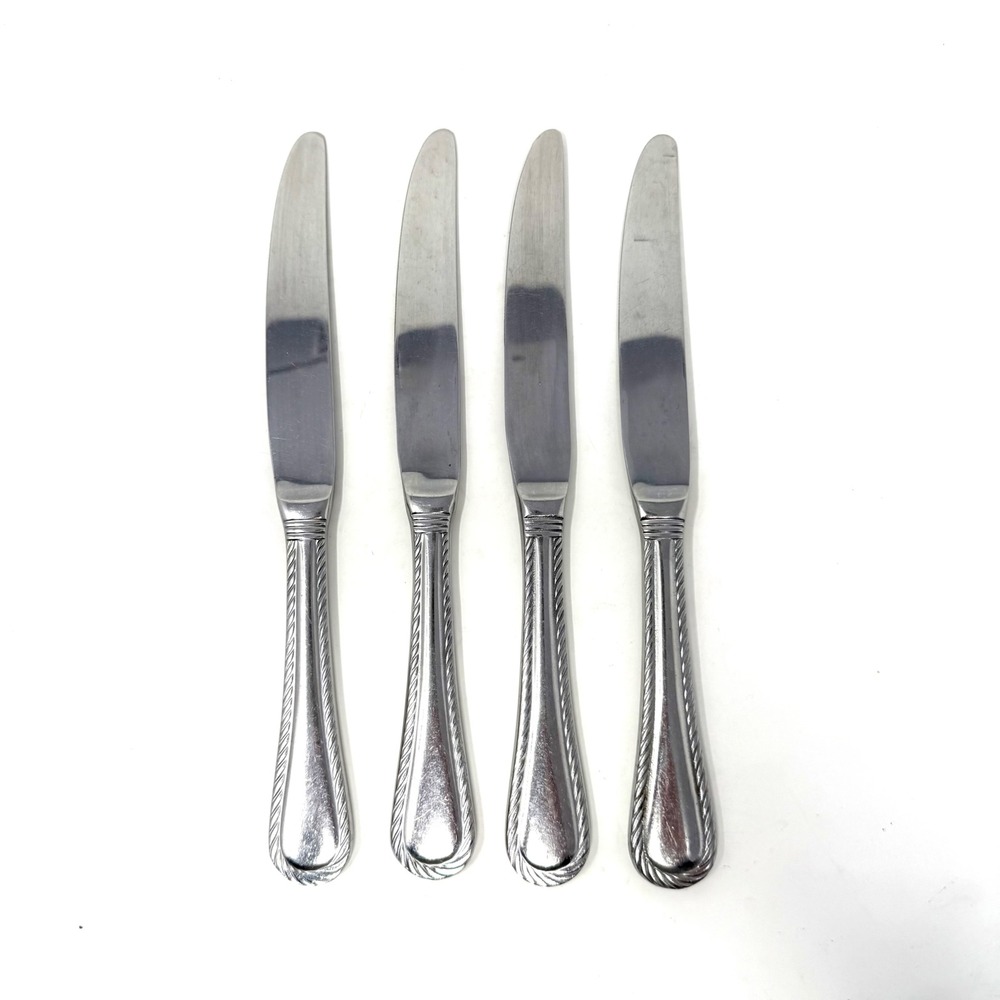 Cambridge Silversmiths Stainless Steel Carlyle Rope Edge Dinner Knives‎ Set of 4
